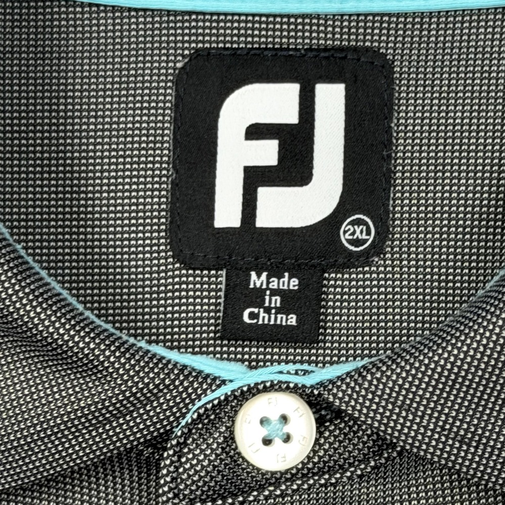 FootJoy Polo Shirt Mens 2XL Gray Blue Stripe Golf Performance Short Sleeve - Picture 3 of 9
